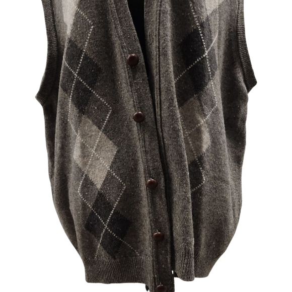 L.L.Bean Argyle Lambswool Vest Nwt Made in Ireland Size XL Grey - Picture 3 of 11